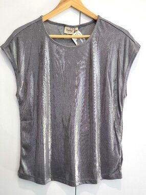 NWT Fransa Franny Top - Silver Metallic Size S